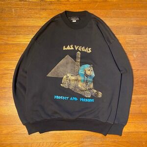Vintage Las Vegas Sphinx Pyramid Graphic Sweatshirt Mens M Black Made USA